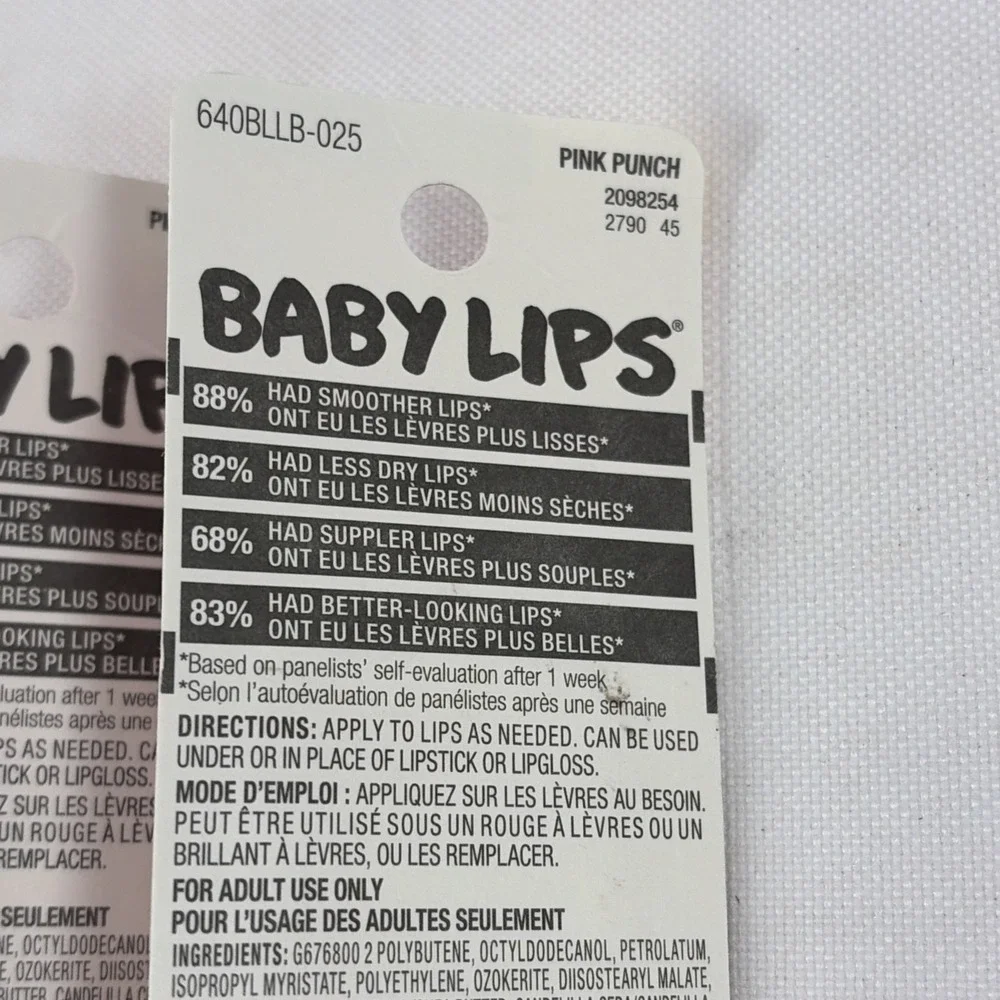Maybelline Baby Lips Moisturizing Lip Balm Lot Of 4 Pink Punch #25 Flavor New